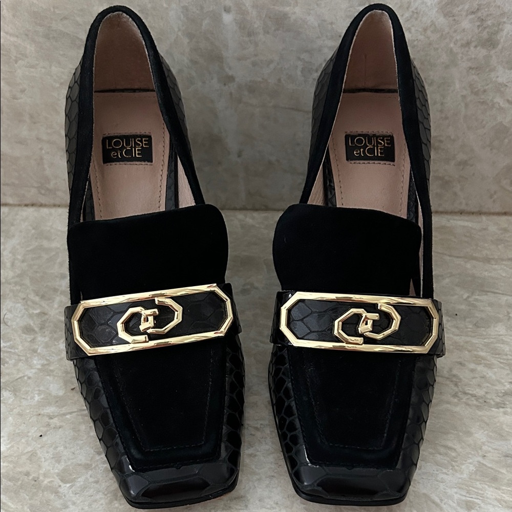 Louise et Cie Black Flats with Gold Detail